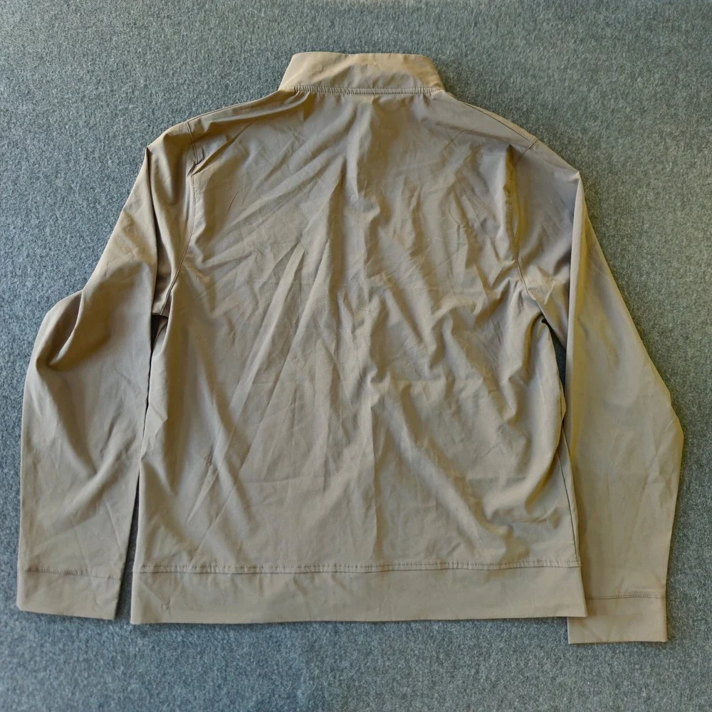 LEG3ND Tan Full Zip Performance Jacket Sz L Packable Windbreaker Running Stretch